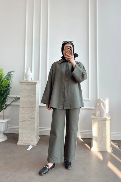 Women's Premium Gabardine Suit with Trousers - Khaki