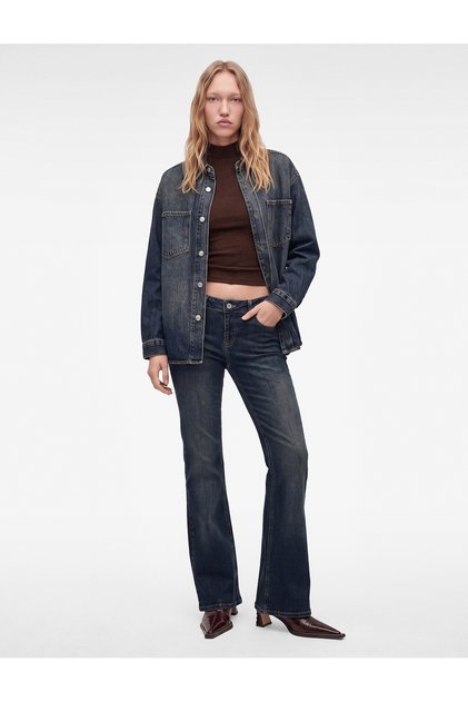 Cepli Regular Fit Pamuklu Düğmeli Uzun Kollu Klasik Yaka Denim Gömlek