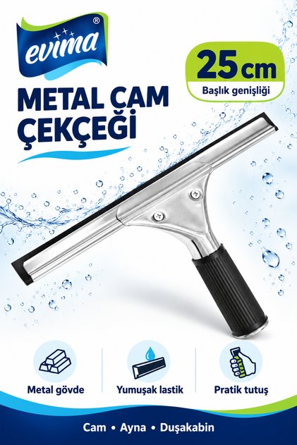 Metal 25 Cm Profesyonel Ayarlanabilir Cam Temizleme Çekpası Çek Çek