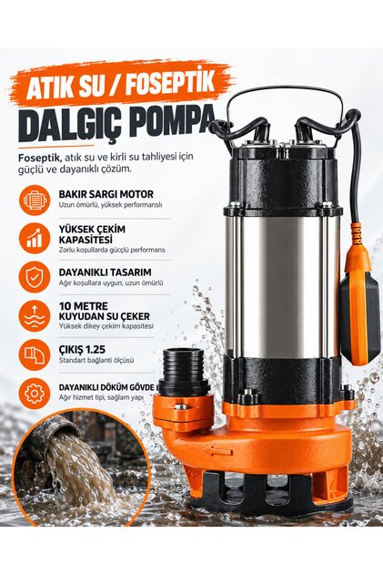Foseptik Dalgıç Pompa Kirli Su Pompa Şamandıralı 3.5 Hp