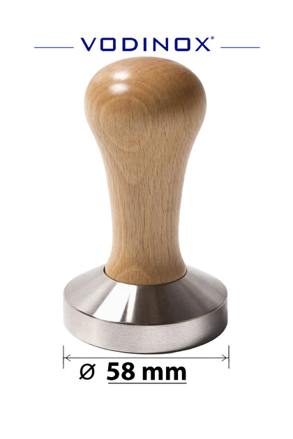 Cafe Bar Barista Ekipmanları Kahve Espresso Tamper Temper İnox Paslanmaz Ahşap Saplı 58 mm
