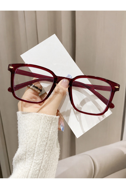 Unisex Blue Blue Block Screen Glasses - Claret Red 53 Bone Square Transparent