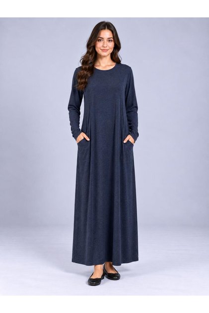 Long Sleeve Winter Women Dress with Pockets