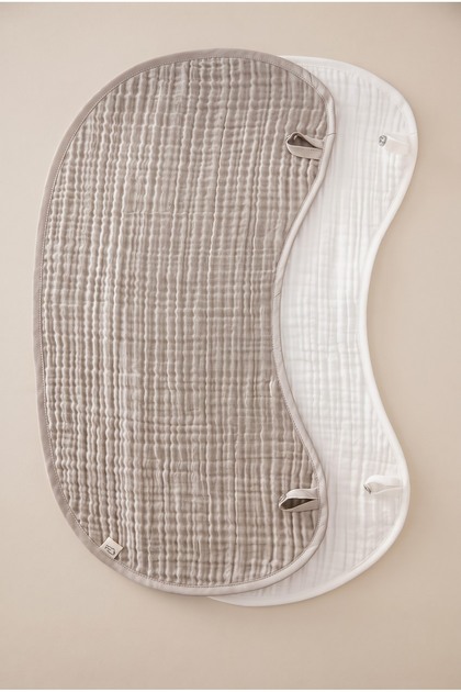 2-Piece 100% Cotton Organic Gray 4-Layer Muslin Baby Shoulder Cover / Mouth Wipes / Nickle Free Snaps