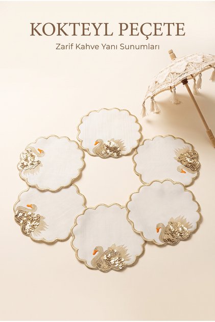Set of 6 Coffee Side Presentation Napkins - Stylish Cocktail Napkins and Decorative Coasters