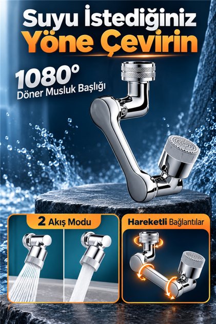 1080 Degree Rotatable 2 Modes Kitchen Faucet Head Bathroom Faucet Spout Universal Function