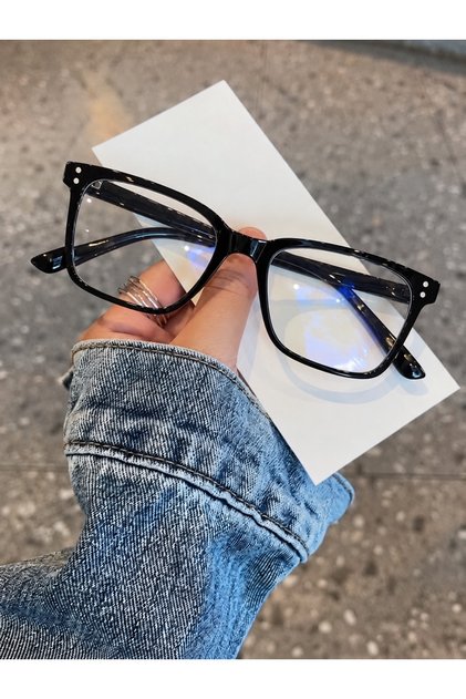 Kare Dikdörtgen Kemik Şeffaf Kadın Erkek Unisex Mavi Işık Korumalı Ekran Gözlüğü Gözlük