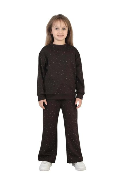 Girl's Stoned Pajama Set Comfortable Fit Daily-Casual Set Two-Piece Set — Brown