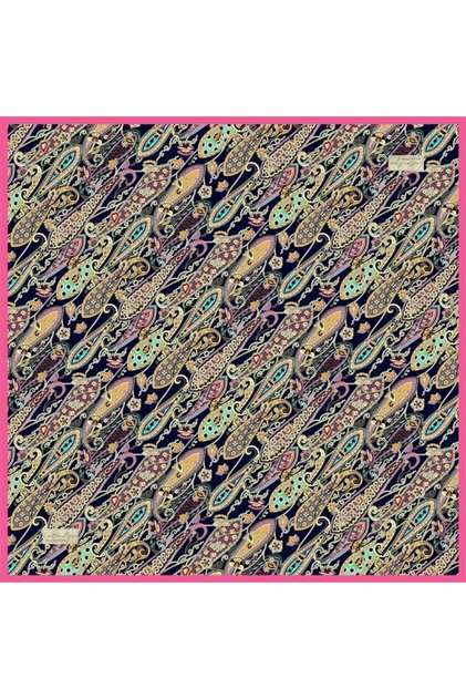 Sura Silk Scarf Ist Pink Ethnic Pattern 2545 - 05