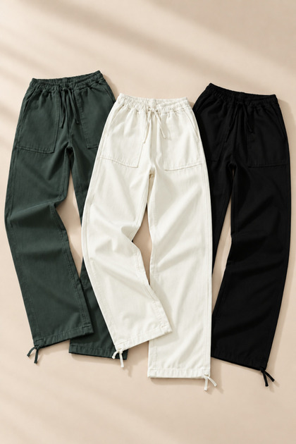 Women's 3-Piece Casual Pants with Elastic Waist