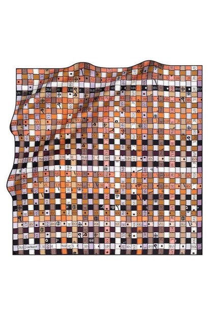 Pure Tivil Silk Scarf 8376313 - 911 Black - Tan Plaid Pattern