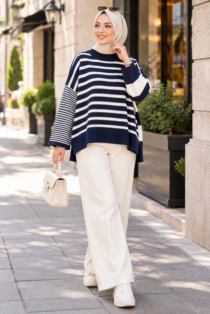 Striped Trendy Hijab Sweater