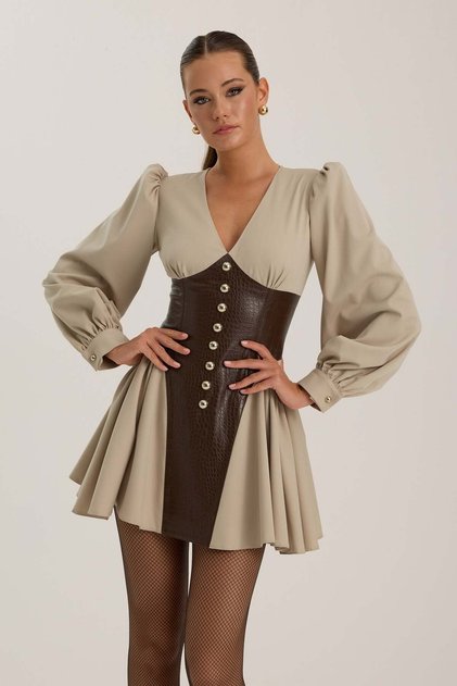 The Iconette Mini Dress Beige