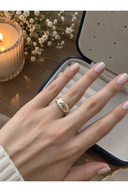 Spotted Model Adjustable Women's Stainless Steel Ring