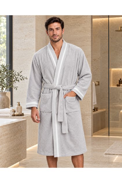 Leafy Premium Men's / Women's Unisex Kimono Bathrobe | 1275Gr, 100% Cotton | Soft Texture, High Water Absorption