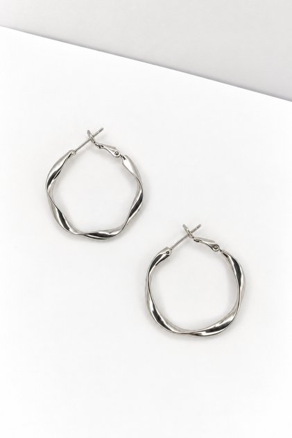 Steel Silver Design Hoop Earrings 316L Stainless Steel Women's Earrings Non Tarnish Anti Allergic