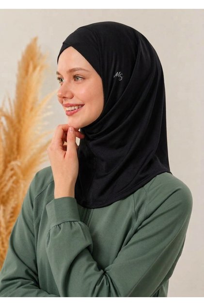 Women's Athletic Hijab Cross Sports Hijab Cap - Suitable for Daily and Training Use Cross Cap Black