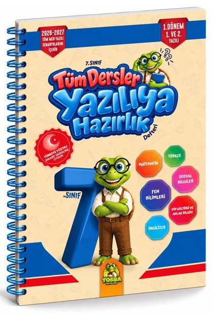 Tosba Yayınları 7. Sınıf Tüm Dersler Yazılıya Hazırlık Defteri 1. Dönem 1. ve 2. Yazılı (MEB Yazılı Senaryolarıyla Tamamen Uyumlu)