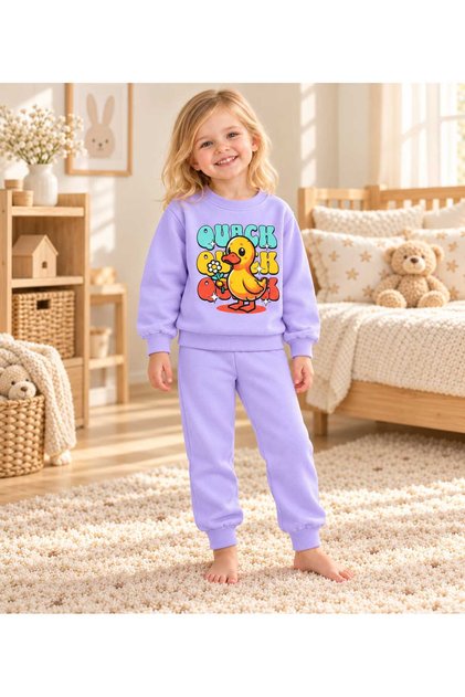 Baby Girl & Child Cute Duck Printed 2-Piece Cotton Pajama Set