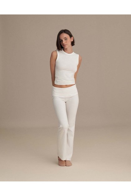Women's Zero Sleeve Crew Neck Top Ecru Single Product Cotton Basic Undershirt