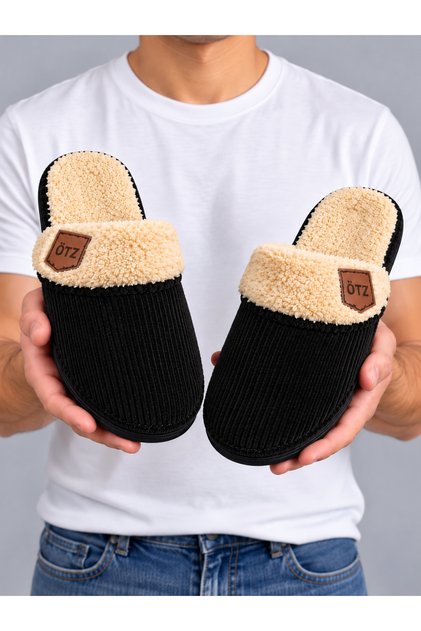 Men's Winter Comfort Corduroy Plush Lined Winter House Slippers Dowry Slippers Stc1380