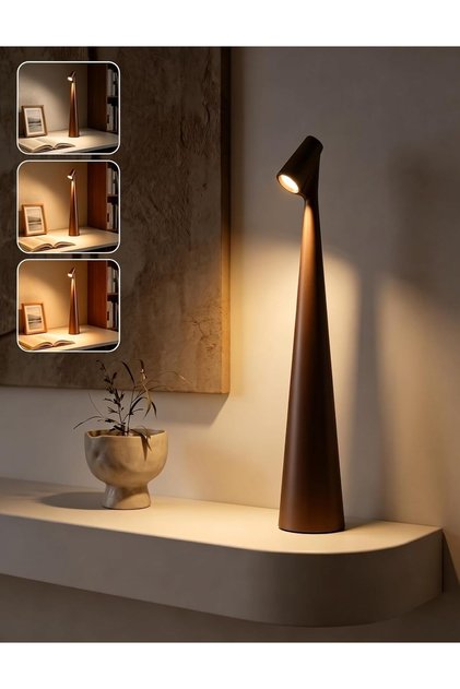 مصباح طاولة LED محمول، مصباح طاولة LED من Xkimos بتحكم باللمس، مصباح مكتب يعمل باللمس قابل للتعتيم بدون خطوات بثلاث درجات حرارة لونية، مصباح ليلي قابل لإعادة الشحن وبدون أسلاك للعناية بالعين للمجلس وغرفة النوم والمكتب والقراءة (لون رملي/قهوة)