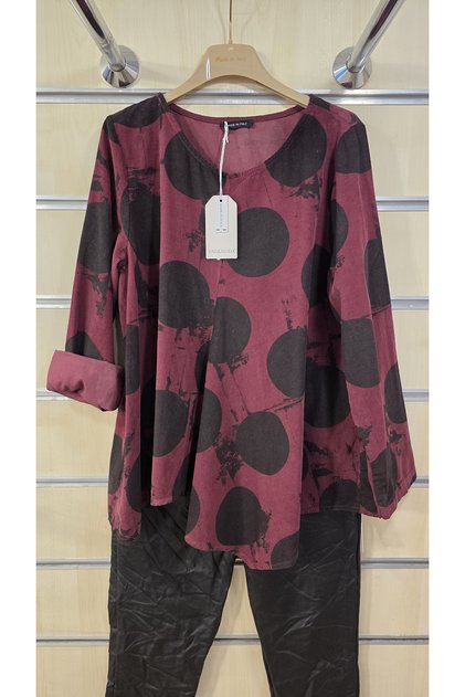 Italian Slim Fit Corduroy Blouse with Polka Dot Pattern