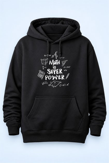 Math Is Super Power Adult Unisex Fleece Hooded Sweatshirt