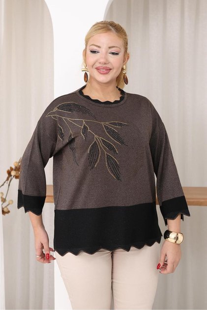 Taş Detaylı Simli Bluz