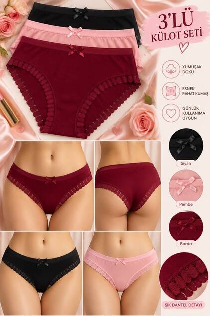 Bumbac Lycra cu talie elastică și șnururi (Set de 3)