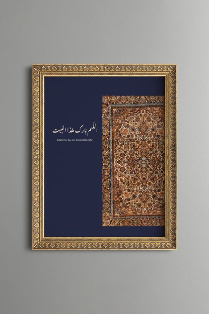 Prayer for Abundance on the Navy Blue Background - Vintage Patterned Painting - Fine Model