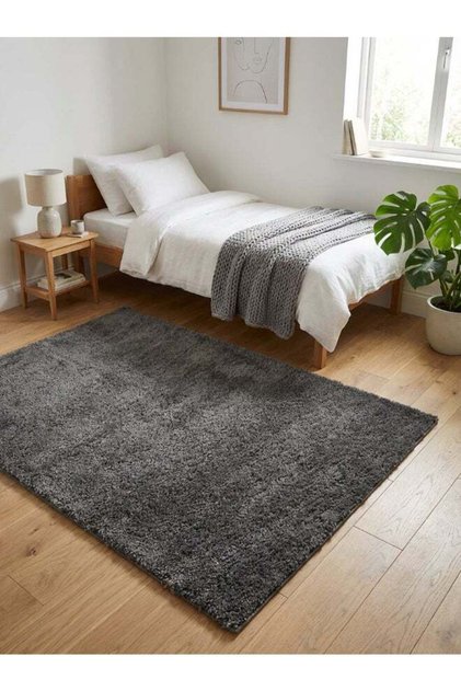 Carpet Shaggy Rugs with Soft Texture, Color - Dark Grey, Size