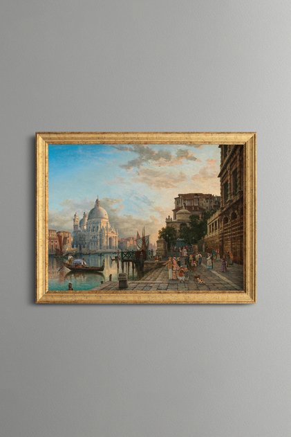 City Square Surrounded by Classic Buildings - Vintage Patterned Painting - Fine Model