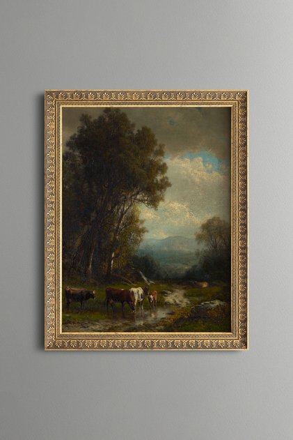 Country Road among Tall Trees - Vintage Patterned Painting - Fine Model