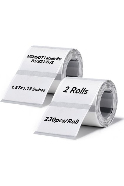 2Rolls Labels for B1 B21 B21Pro B3S B31, 1.57'' x 1.18'' (40x30mm) Transparent Label Stickers, Waterproof, Oil-Proof and Tear-Proof Thermal Printer Labels