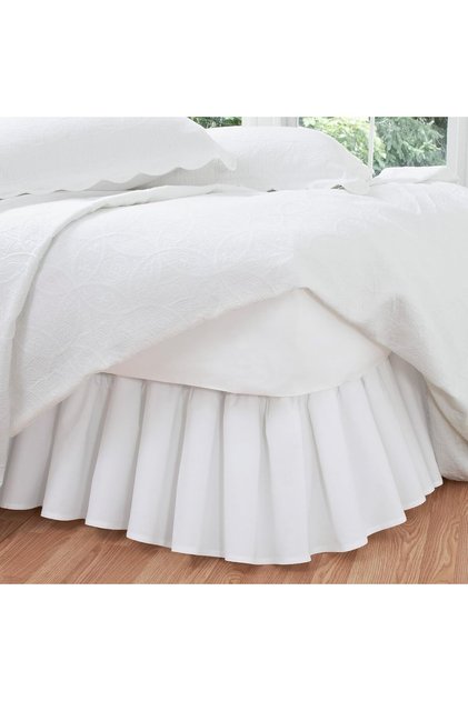Ideas Bedding Ruffled Bed Skirt, Classic 14” Drop Length, Gathered Styling, Twin, White FRE30114WHIT