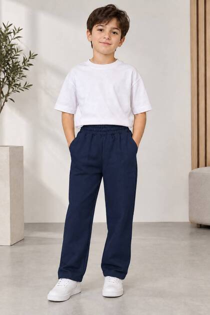 Children's Unisex Comfortable Cut Pants with Elastic Waist