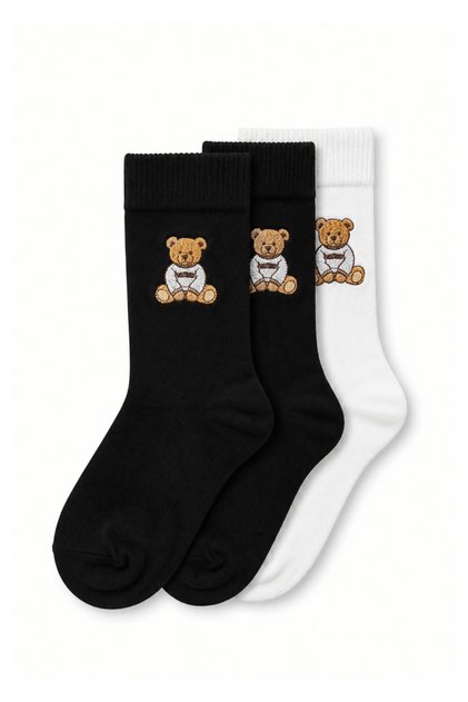 Sierra 3-Pack Black and White Long Cotton Jacquard Standard Fit Unisex Socks