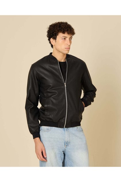 Men Black Padded Bomber Jacket