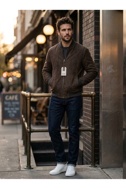 Suede Winter Coat with Elastic Waistband
