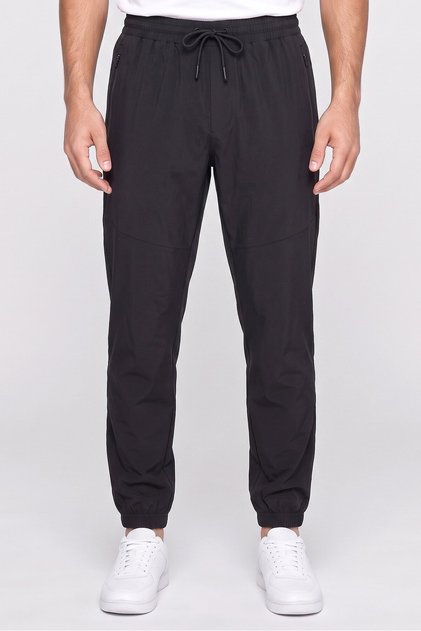 Men 2 Pieces Sportswear Fit Solid Training Track Pants, Black