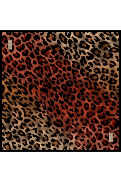 Fall Scarf 2464 03 Mink Orange Leopard Pattern