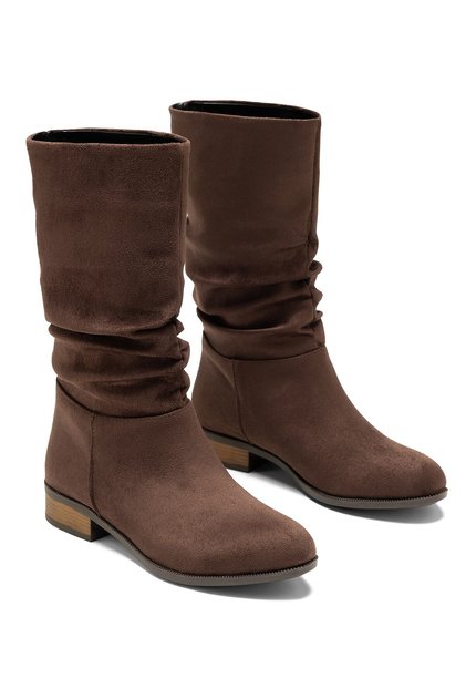 Women's Brown Colorful Bellows Suede Drawstring Comfortable Ready-Sole Ankle Boots