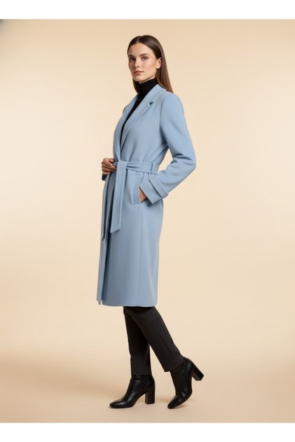 Alfateks Women's Cashmere Coat with Belt, Buttonless Long Coat, Stylish Winter Overcoat