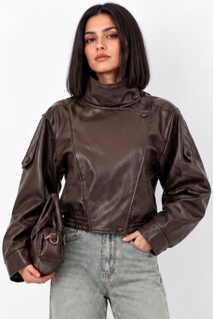 Women's Bomber Seasonal Brown Leather Jacket
