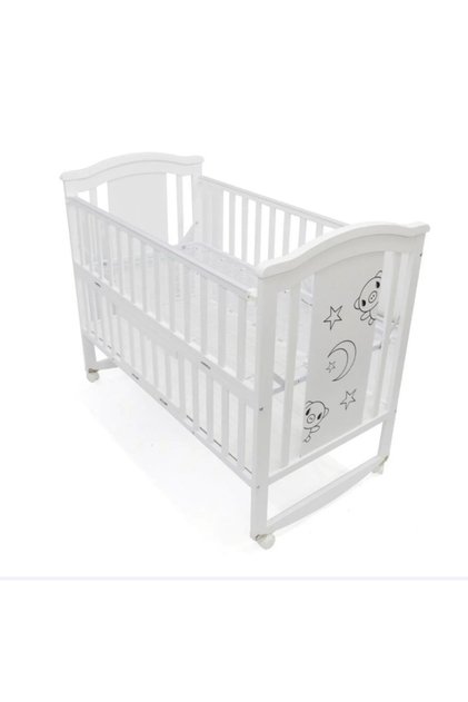 White Wooden Baby Bed 60*120 3-Level