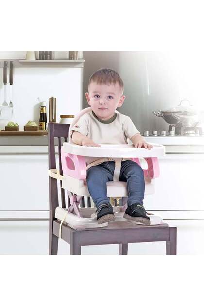 Foldable Baby Supportive Eating Chair with 5 Adjustable Heights Pink