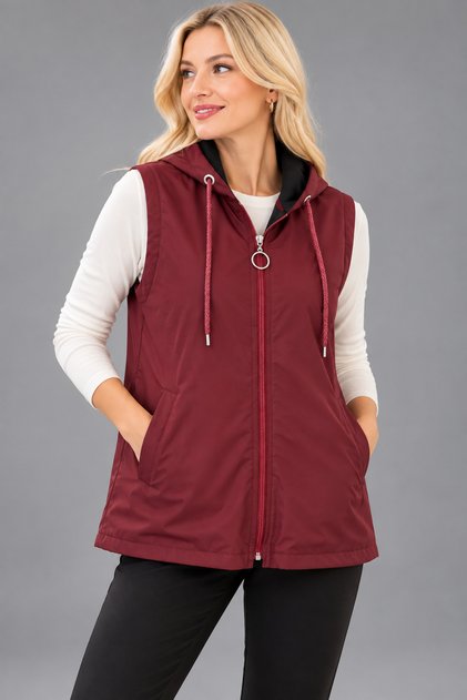 Women's Hooded Fleece Lined Zippered Waterproof Vest