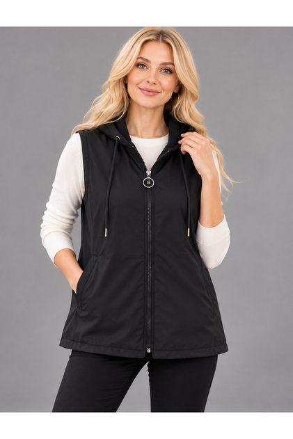 Women's Hooded Fleece Lined Zippered Waterproof Vest