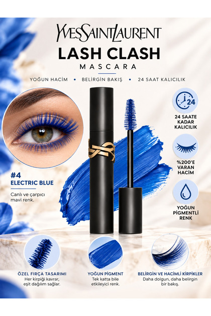 Lash Clash 04 Blue 9 ml – 24 Saate Kadar Kalıcı Hacim Etkili Mavi Maskara